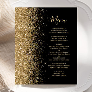 Menu Mariage de Parties scintillant d'or noir budg