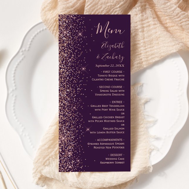 Menu Mariage de Parties scintillant dorée Rose foncé mo (Créateur téléchargé)