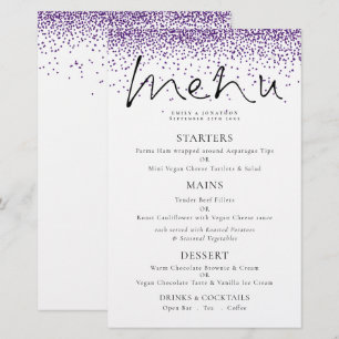 Menu Mariage de Parties scintillant violet de scri