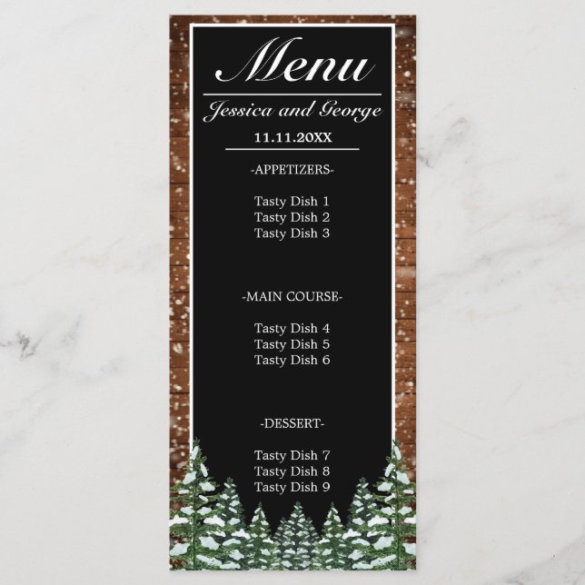 Menu Mariage de pin de bois et de pin de neige noire (Devant)