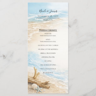 Menu Mariage de plage à l'aquarelle des marées éternell