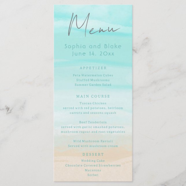 Menu Mariage de plage abstrait moderne (Devant)