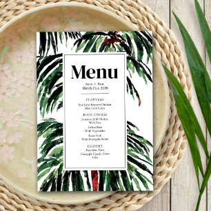 Menu Mariage de plage de palmiers peints moderne