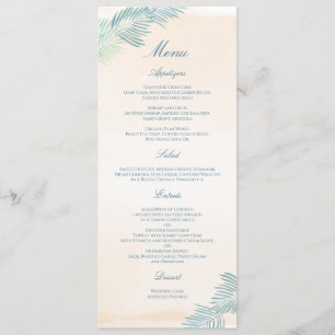 Menu Mariage de plage de sable et de palmiers