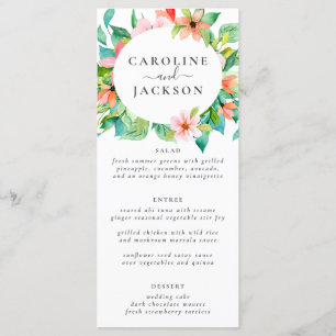 Menu Mariage de plage fleurie tropicale
