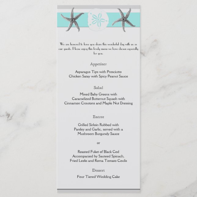 Menu Mariage de poisson d'eau et de poisson gris (Devant)