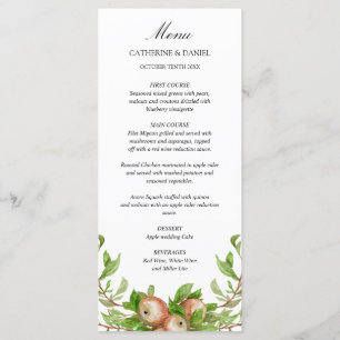 menu mariage de pommes aquarelles