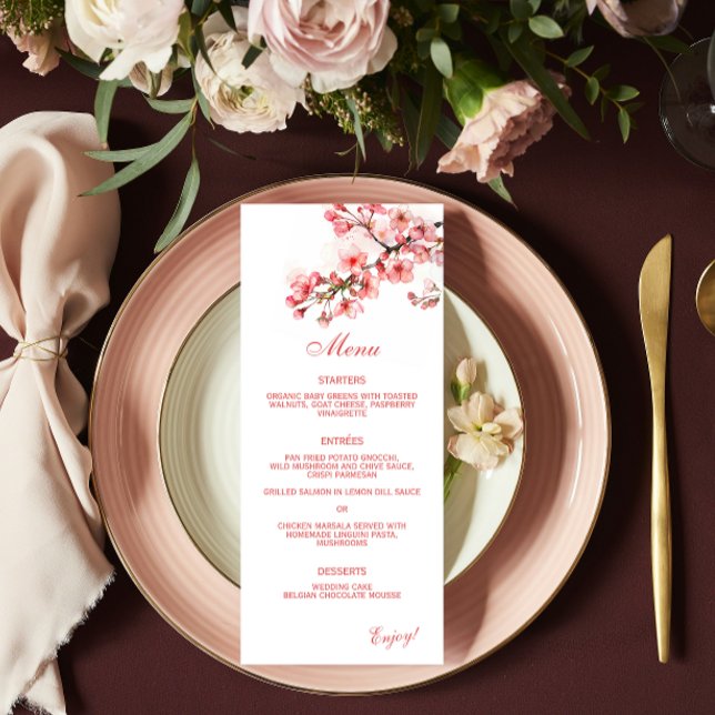 Menu Mariage de printemps de cerisiers en fleurs (Créateur téléchargé)