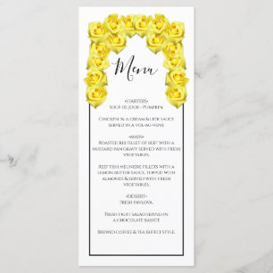 Menu Mariage de roses jaunes