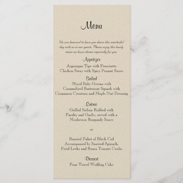 Menu Mariage de sage Succulent (Devant)
