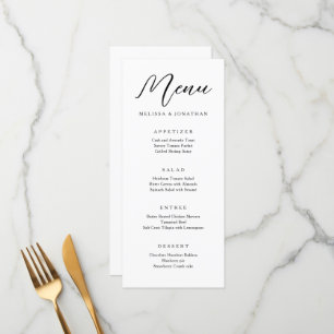 Menu Mariage de script de calligraphie moderne simple