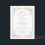 Menu Mariage de script élégant pour cadre Vintage neutr<br><div class="desc">Elégant design vintage cadre décoratif bordé avec script élégant dans la couleur or couleur terre couleur beige,  simple et classique,  grands menus mariages pour mariage classique moderne,  mariage vintage romantique,  et mariage traditionnel formel. Voir toutes les pièces correspondantes dans la collection.</div>