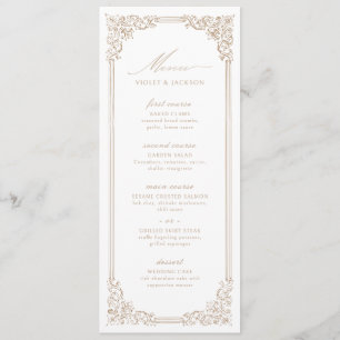 Menu Mariage de script élégant pour cadre Vintage neutr