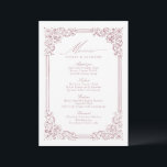Menu Mariage de script élégant pour cadre Vintage rose<br><div class="desc">Elégant design vintage de cadre décoratif bordé avec script élégant dans la couleur rose poussiéreuse,  simple et classique,  grands menus mariages pour mariage classique moderne,  mariage vintage romantique et mariage traditionnel formel. Voir toutes les pièces correspondantes dans la collection.</div>