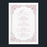 Menu Mariage de script élégant pour cadre Vintage rose<br><div class="desc">Elégant design vintage de cadre décoratif bordé avec script élégant dans la couleur rose poussiéreuse,  simple et classique,  grands menus mariages pour mariage classique moderne,  mariage vintage romantique et mariage traditionnel formel. Voir toutes les pièces correspondantes dans la collection.</div>