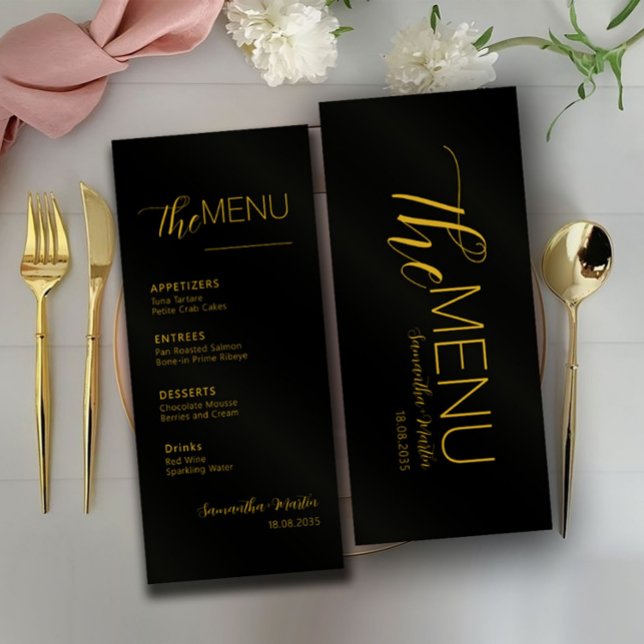 Menu Mariage de script minimal Gold noir (Créateur téléchargé)