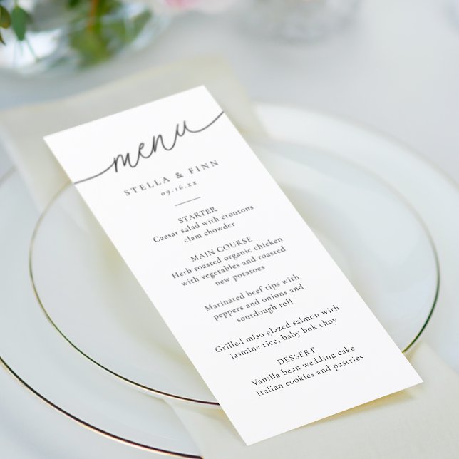 Menu Mariage de script minimaliste moderne (Modern Minimalist Script Wedding Menu)