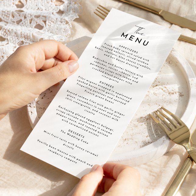 Menu Mariage de script moderne blanc (Créateur téléchargé)
