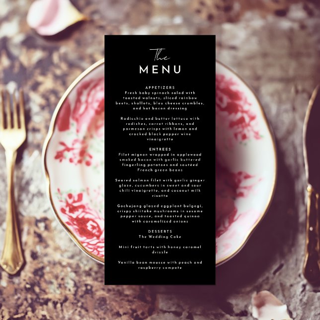 Menu Mariage de script moderne noir plat (Créateur téléchargé)