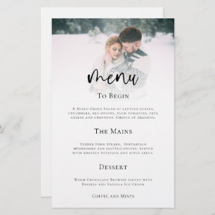 Menu Mariage de script photo minimaliste du budget