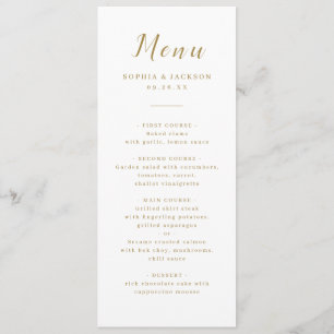 Menu Mariage de script romantique simple or