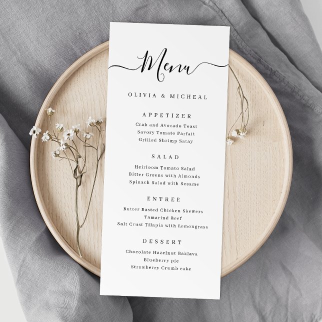 Menu Mariage de script simple et moderne (Modern simple elegant script wedding menu)