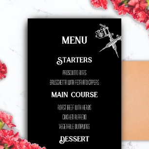 Menu Mariage de tatouage crâne noir et blanc