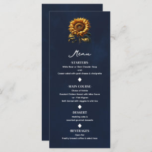 Menu Mariage de tournesol bleu rustique