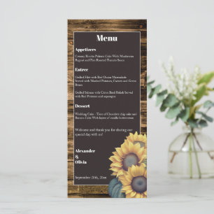 Menu Mariage de tournesol rustique