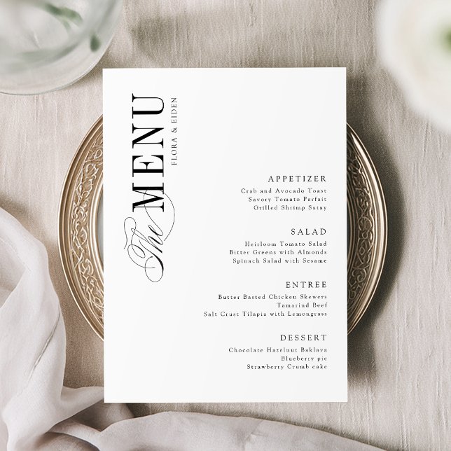 Menu Mariage de typographie élégante et intemporelle (Simple Elegant Timeless Typography Wedding Menu)