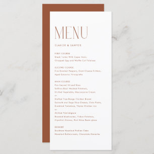 Menu Mariage de typographie minimaliste moderne en terr