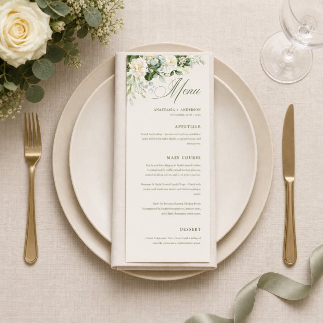 Menu Mariage de verdure botanique florale moderne (Créateur téléchargé)