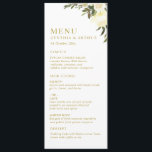 Menu mariage de verdure fleurie d'ivoire<br><div class="desc">Un magnifique décor à thème fleuri et mariage agrémenté de jolies fleurs d'aquarelle. La couleur et le texte peuvent être personnalisés.</div>