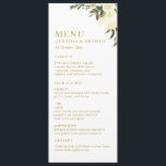 Menu mariage de verdure fleurie d'ivoire<br><div class="desc">Un magnifique décor à thème fleuri et mariage agrémenté de jolies fleurs d'aquarelle. La couleur et le texte peuvent être personnalisés.</div>