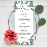 Menu Mariage de verdure tropicale. Aquarelle botanique<br><div class="desc">Elégant menu de verdure tropicale aquarelle pour mariage d'été dans le jardin botanique. Convient pour l'anniversaire,  l'anniversaire et toute autre fête.</div>