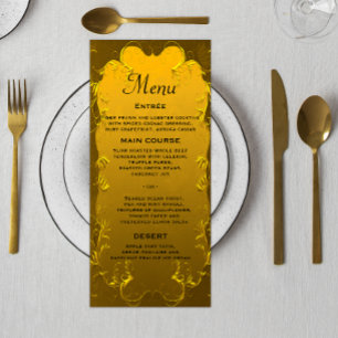 Menu Mariage d'élégance ornementale or