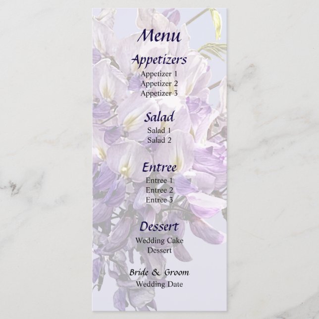 Menu Mariage délicieux à la glycine (Devant)