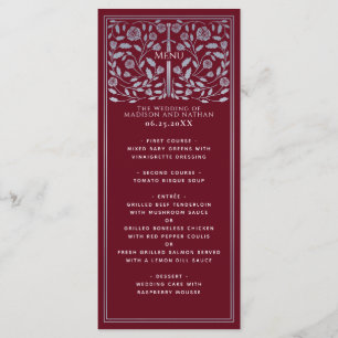 Menu Mariage d'épée médiévale Argent Rouge Royal
