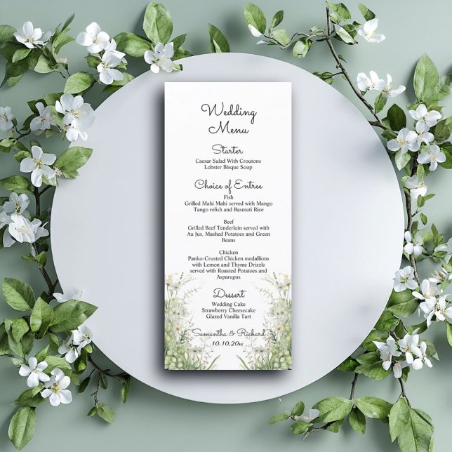 Menu Mariage des fleurs vertes Dusty Sage 4x9'' (Créateur téléchargé)