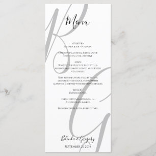 Menu Mariage des initiales du monogramme noir et blanc