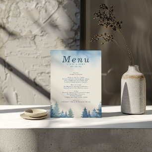 Menu mariage des pins d'hiver bleu