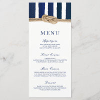 Menu Mariage des rayures de marine de noeud nautiq