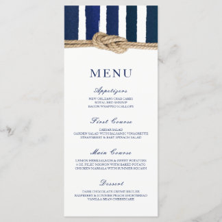 Menu Mariage des rayures de marine de noeud nautiq