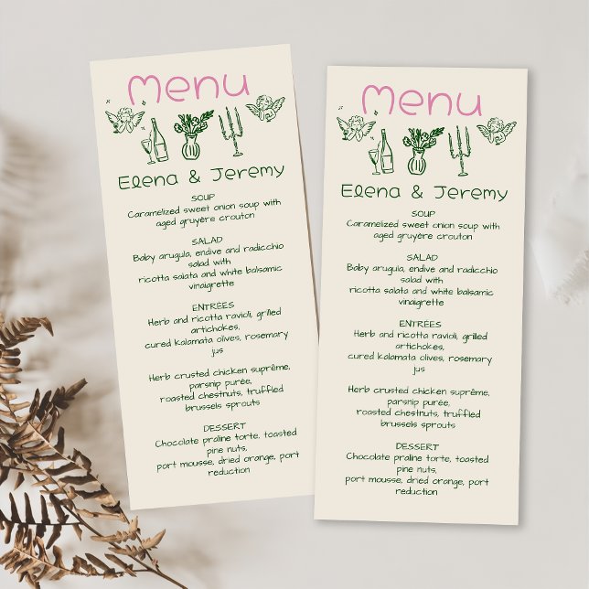 Menu Mariage Dessin Écrit à la main (Créateur téléchargé)