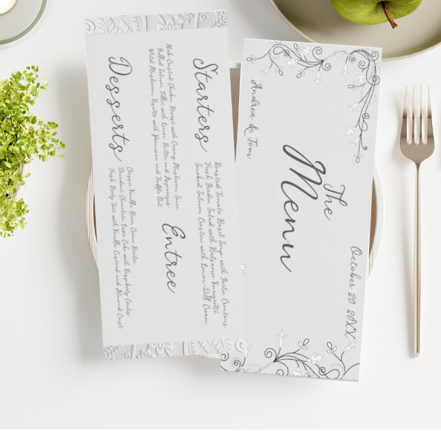 Menu Mariage Dessiné à la Main Fantaisiste  (Créateur téléchargé)