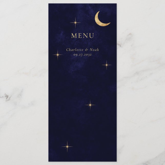 Menu Mariage d'étoiles de la lune d'or céleste (Devant)