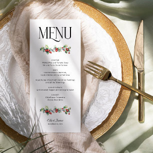 Menu Mariage d'hiver avec houx et baies rouges