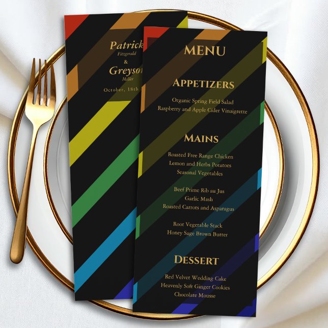 Menu Mariage d'hommes gays Élégant Arc-en-ciel (Créateur téléchargé)