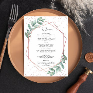 Menu Mariage d'huile d'or Eucalyptus Rose géométrique