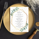 Menu Mariage d'huile d'or géométrique Eucalyptus<br><div class="desc">Célébrez dans le style avec ces cartes de menu mariages élégantes et très tendance. Le libellé est facile à personnaliser avec vos propres options de nourriture spéciale et vos invités de dîner seront ravis quand ils reçoivent ces menus super élégants. Les éléments correspondants se trouvent dans la collection.</div>